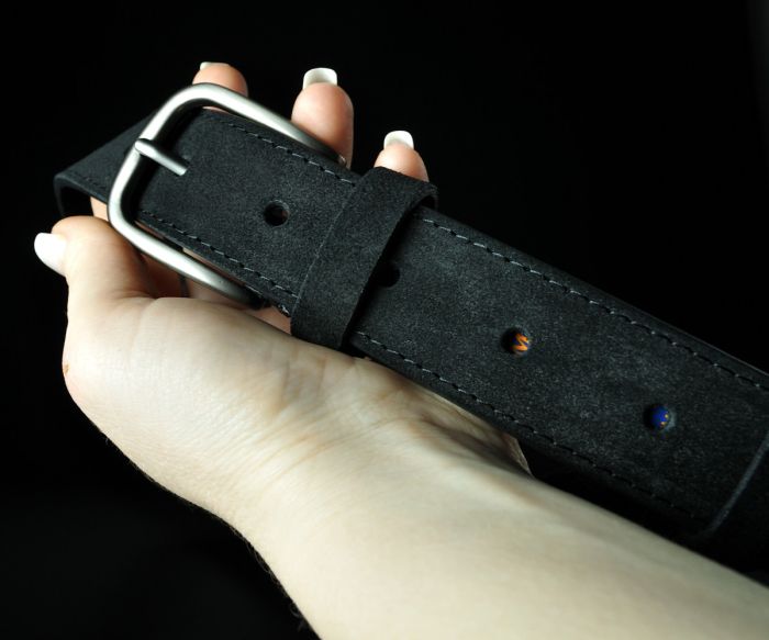 Чоловічий замшевий ремінь Kremen чорний 3,5 см (класична пряжка)