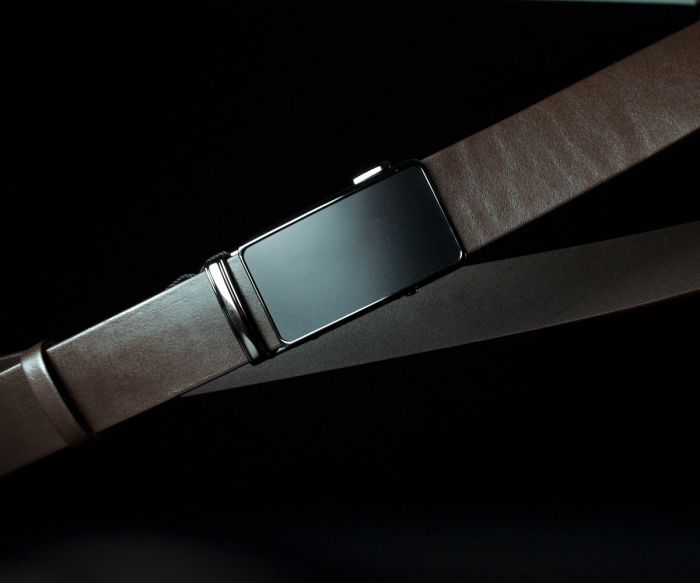 Чоловічий шкіряний ремінь преміум Kremen коричневий гладкий 3,7 см — 125 см (пряжка автомат)