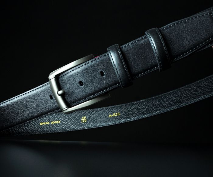 Чоловічий чорний ремінь De Esse з надійною прошивкою, класична пряжка (3,8 см)