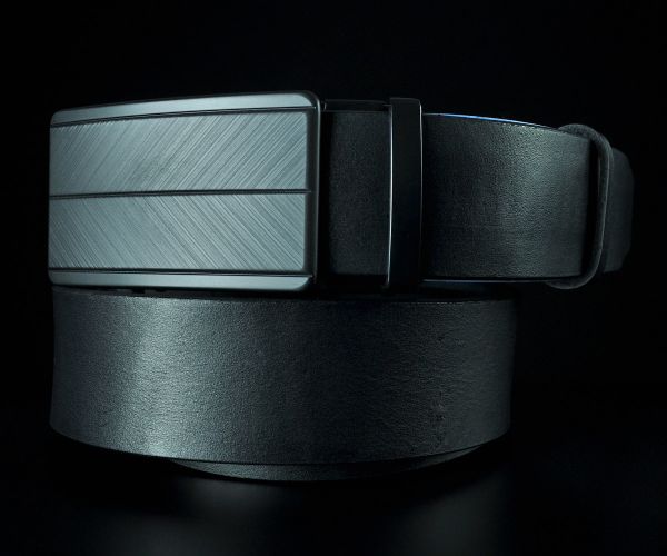 Чоловічий шкіряний ремінь SFIP автомат з гладкої шкіри, пряжка з лініями (3,5 см)