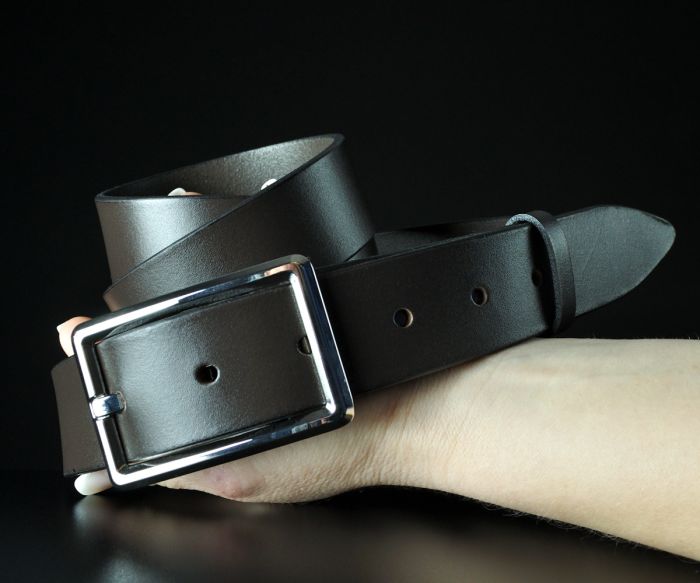 Шкіряний ремінь унісекс коричневий гладкий (3,5 см)