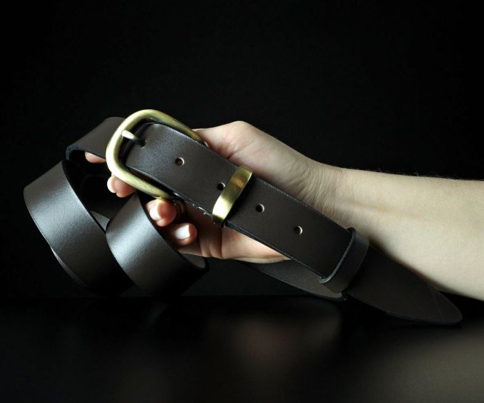 Жіночий шкіряний пасок Sfip, коричневий гладкий (3 см)