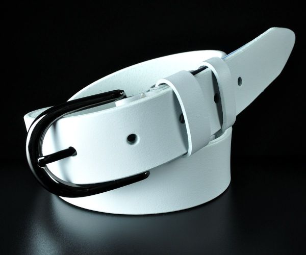 Жіночий шкіряний ремінь Sfip білого кольору, гладкий (3,5 см)