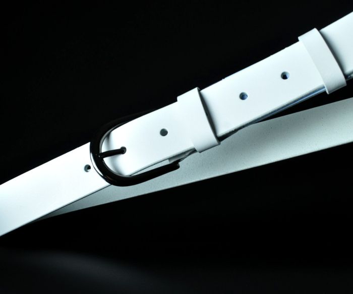 Жіночий шкіряний ремінь Sfip білого кольору, гладкий (3,5 см)