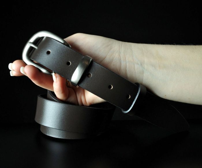 Жіночий шкіряний ремінь Sfip темно-коричневий, гладкий (3 см)