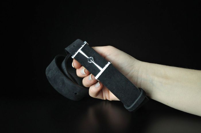 Жіночий чорний пасок Kremen із натуральної замші (3 см)