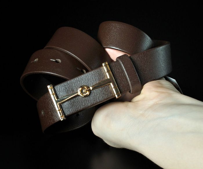 Жіночий коричневий ремінь Kremen зі слабо вираженою текстурою (3 см)