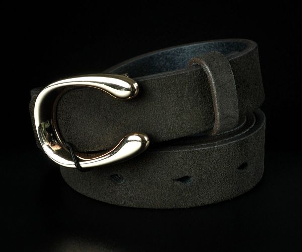 Жіночий замшевий ремінь Kremen коричневий, з фігурною пряжкою (2,5 см)