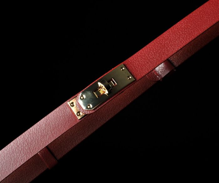 Жіночий шкіряний ремінь Kremen червоний, пряжка-замок (2 см)