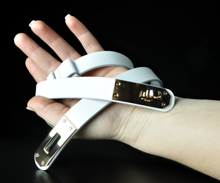 Жіночий шкіряний ремінь Kremen білий, пряжка-замок (2 см)